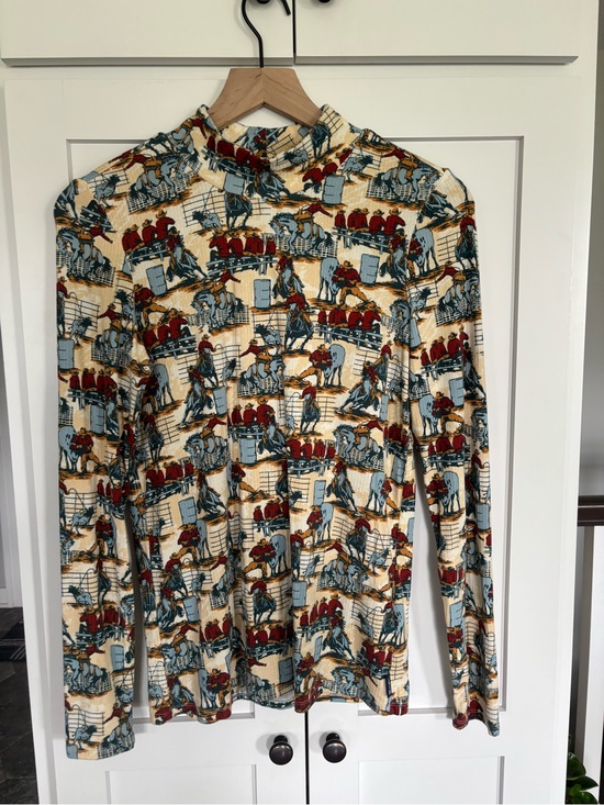 Wrangler Retro Tops - Wrangler Retro Western Print Button-Up — Cream, Red, Blue